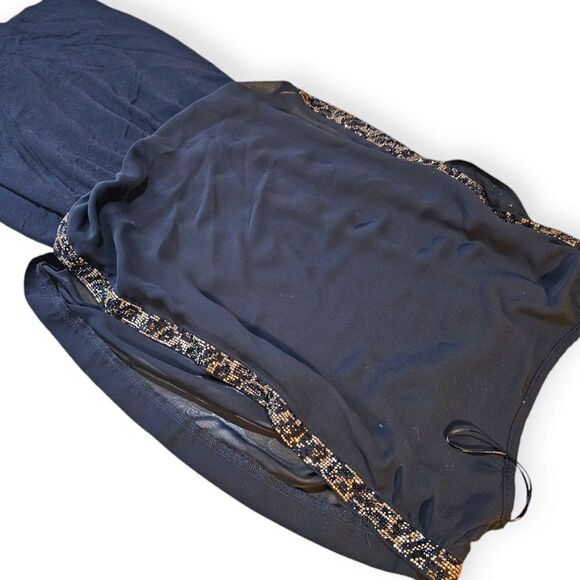 Waggon Paris Sleeveless Black Animal Print Trim Mini Dress Medium - Picture 6 of 10